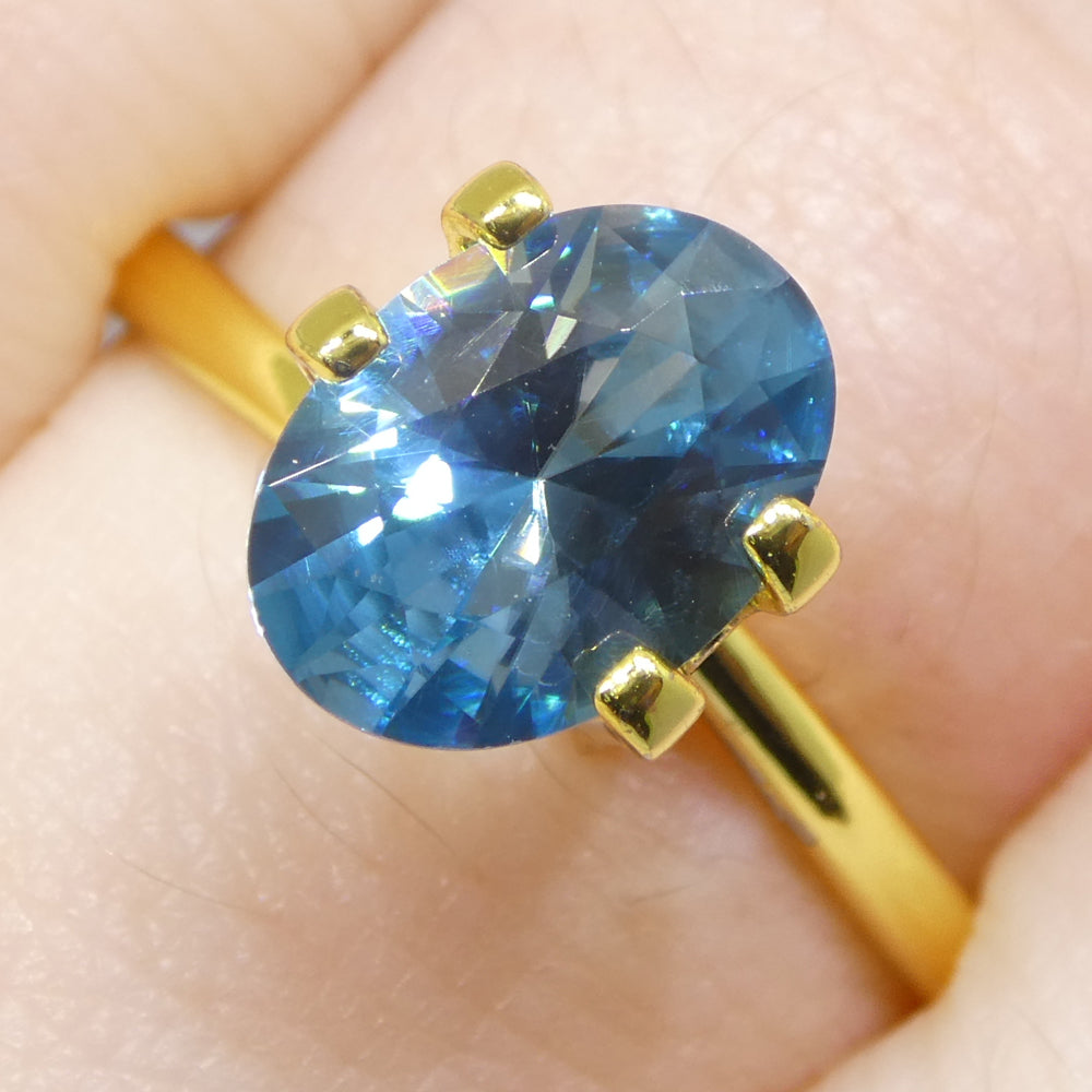 2.15ct Natural Earth Mined Oval Master Brilliant Cut Blue Zircon from Cambodia - Skyjems Wholesale Gemstones