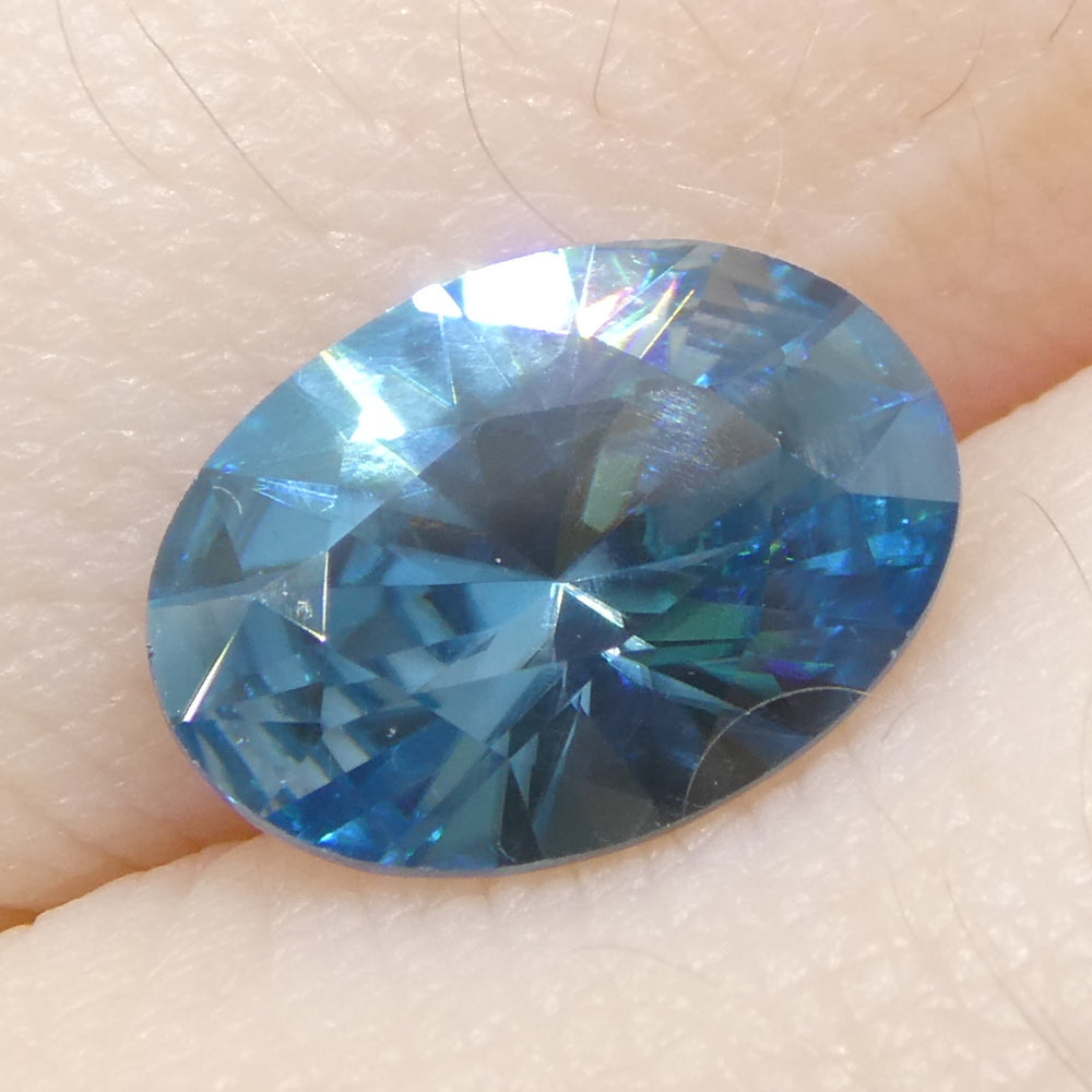 2.15ct Natural Earth Mined Oval Master Brilliant Cut Blue Zircon from Cambodia - Skyjems Wholesale Gemstones