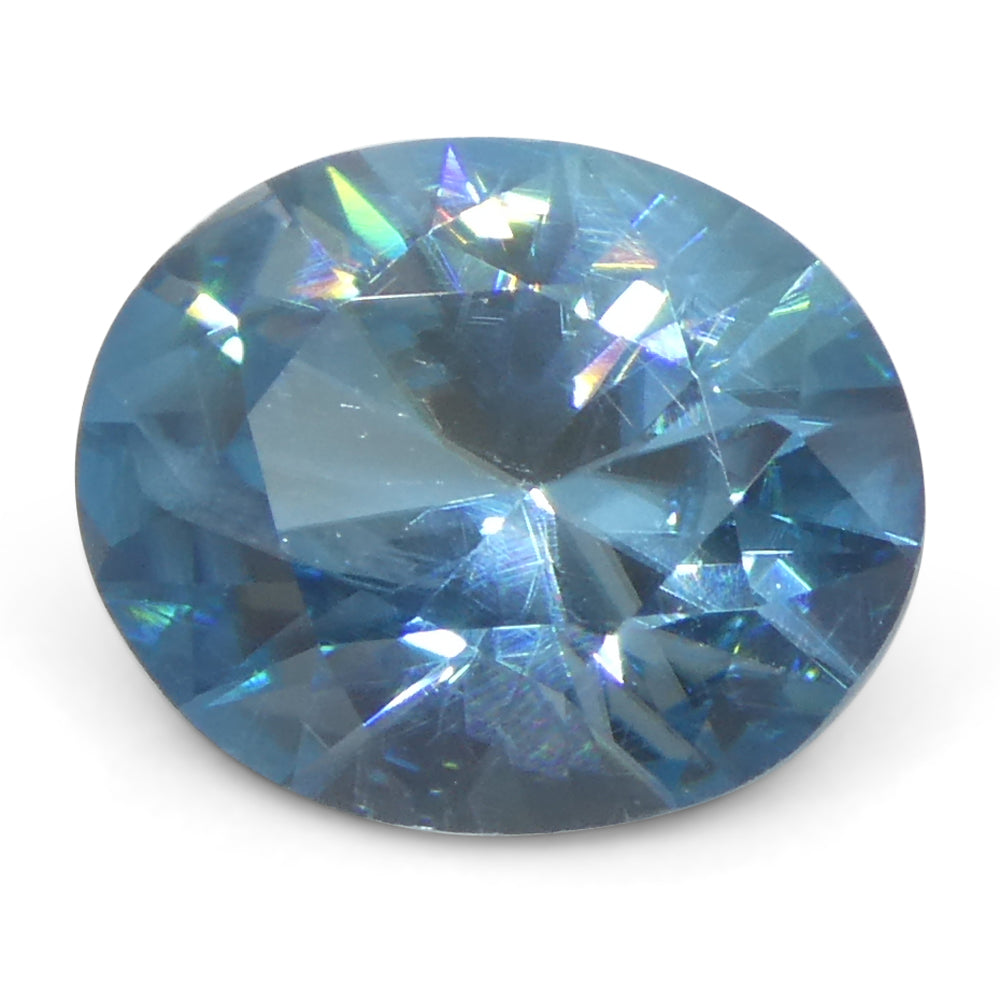 2.31ct Natural Earth Mined Oval Master Brilliant Cut Blue Zircon from Cambodia - Skyjems Wholesale Gemstones