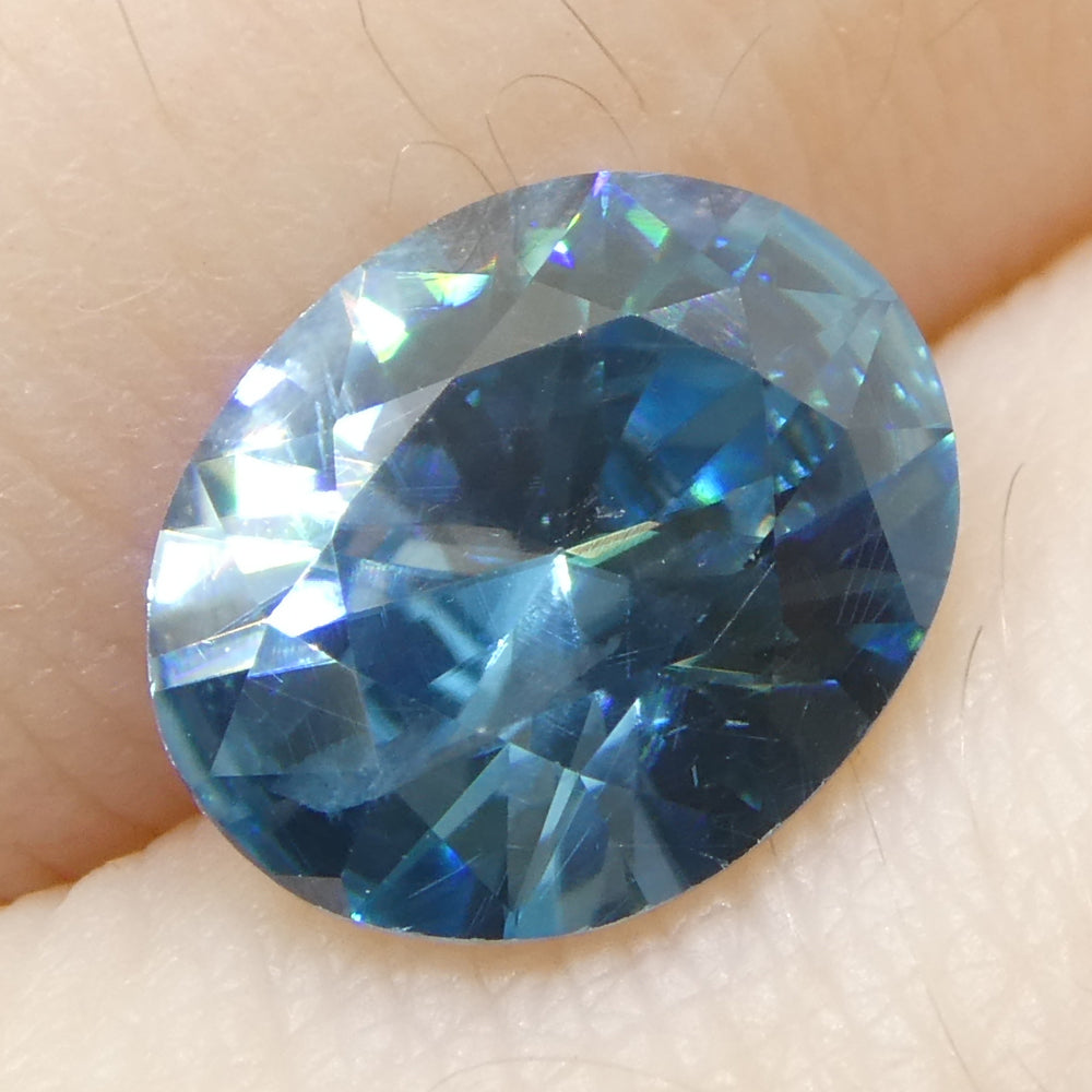 2.31ct Natural Earth Mined Oval Master Brilliant Cut Blue Zircon from Cambodia - Skyjems Wholesale Gemstones
