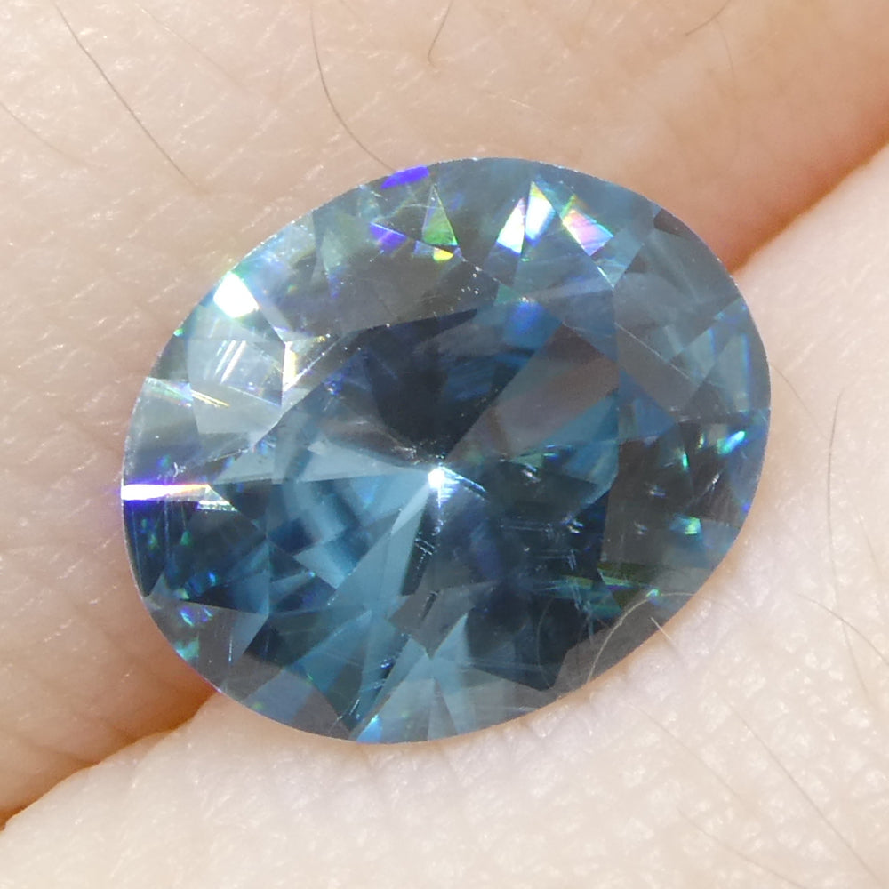 2.21ct Natural Earth Mined Oval Master Brilliant Cut Blue Zircon from Cambodia - Skyjems Wholesale Gemstones