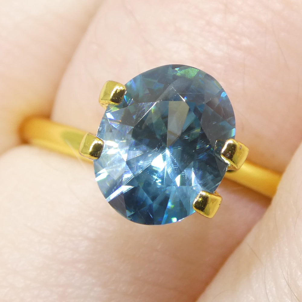 2.21ct Natural Earth Mined Oval Master Brilliant Cut Blue Zircon from Cambodia - Skyjems Wholesale Gemstones