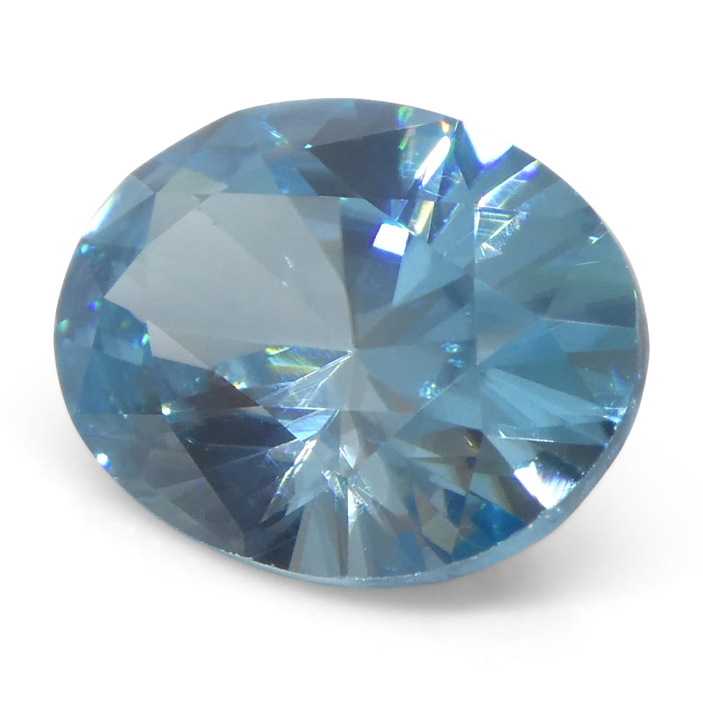 3.25ct Natural Earth Mined Oval Master Brilliant Cut Blue Zircon from Cambodia - Skyjems Wholesale Gemstones