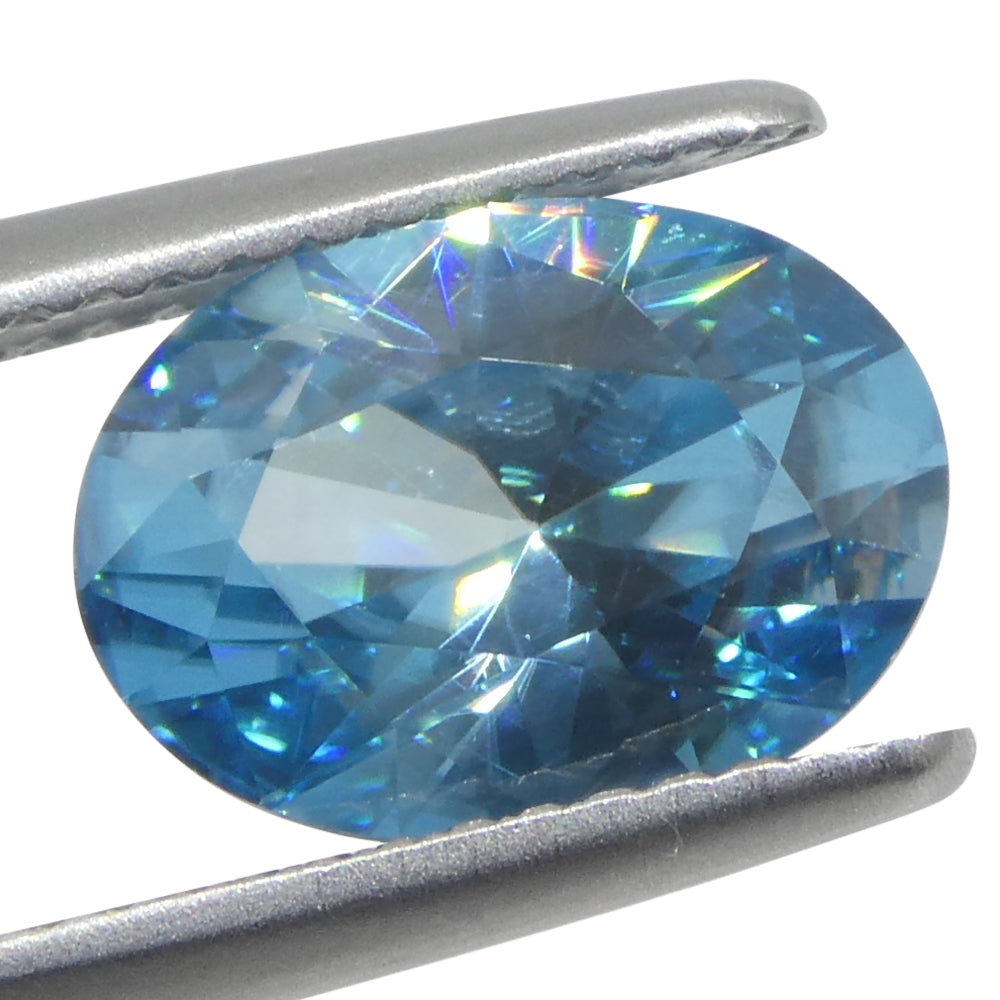 3.25ct Natural Earth Mined Oval Master Brilliant Cut Blue Zircon from Cambodia - Skyjems Wholesale Gemstones