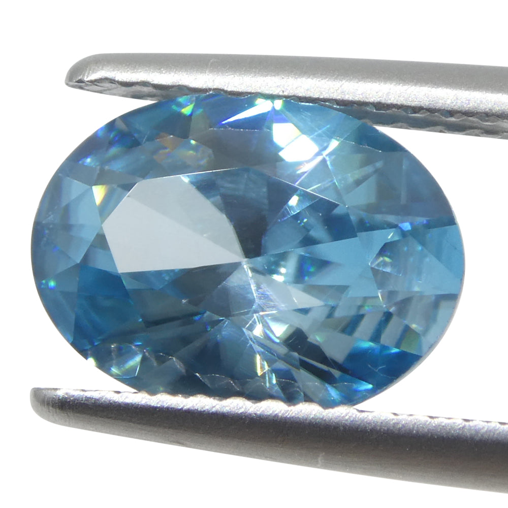 3.25ct Natural Earth Mined Oval Master Brilliant Cut Blue Zircon from Cambodia - Skyjems Wholesale Gemstones