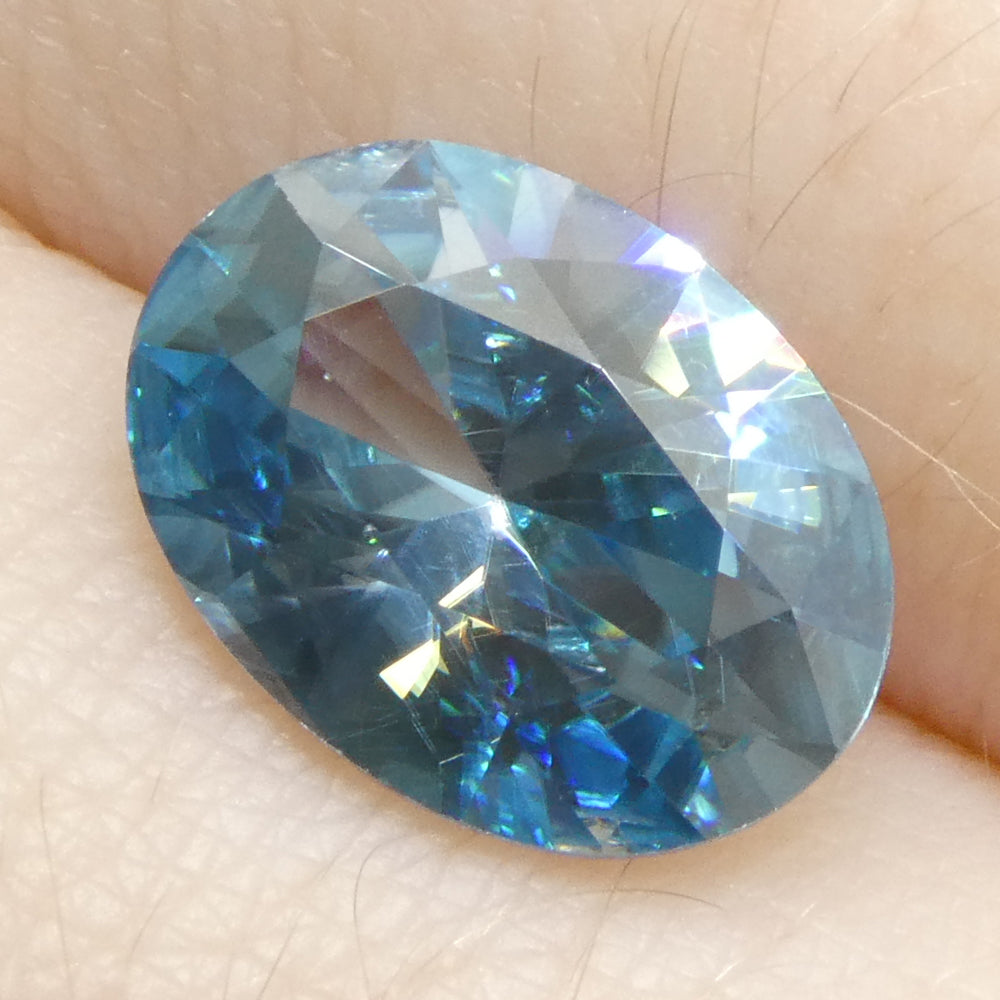 3.25ct Natural Earth Mined Oval Master Brilliant Cut Blue Zircon from Cambodia - Skyjems Wholesale Gemstones