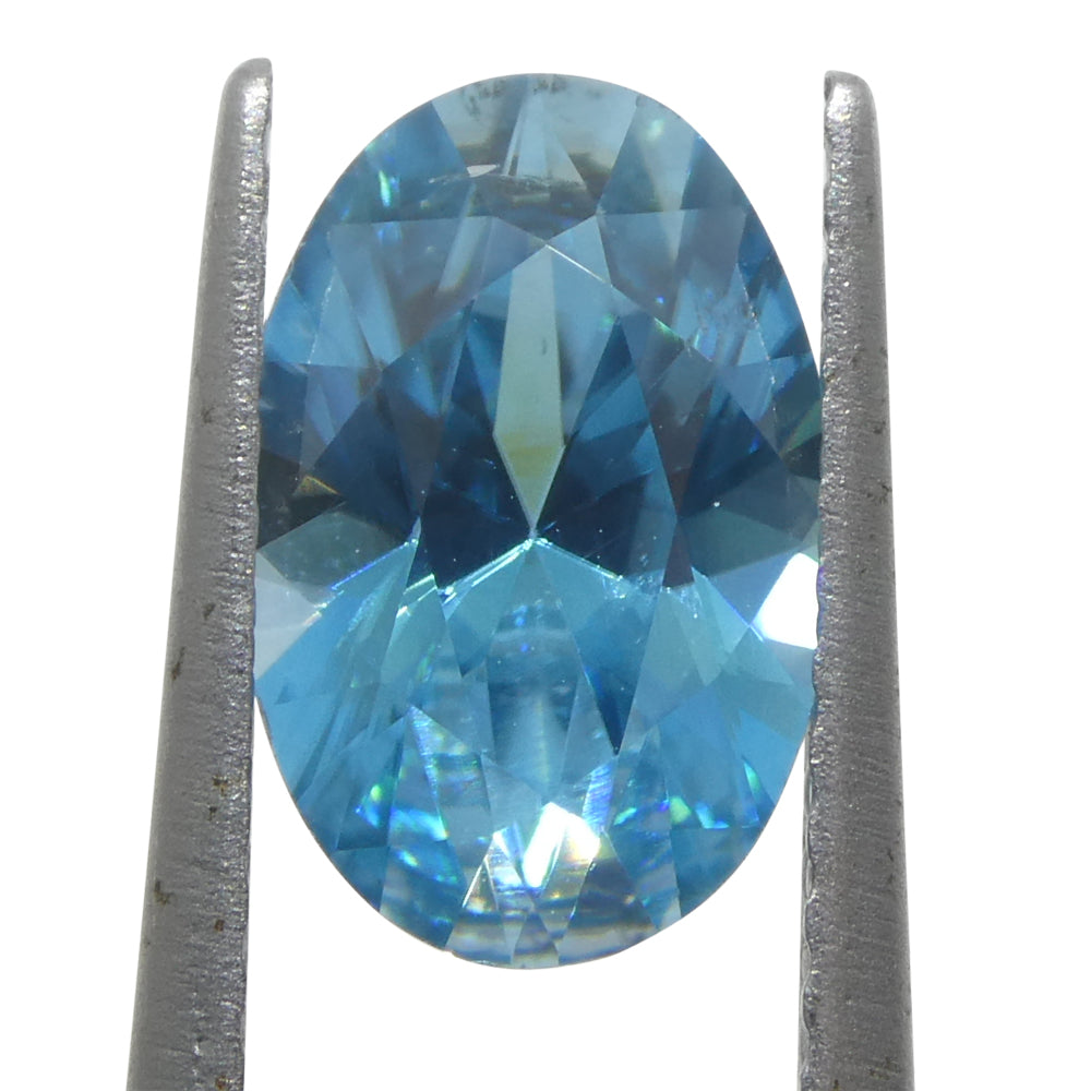 2.16ct Natural Earth Mined Oval Master Brilliant Cut Blue Zircon from Cambodia - Skyjems Wholesale Gemstones