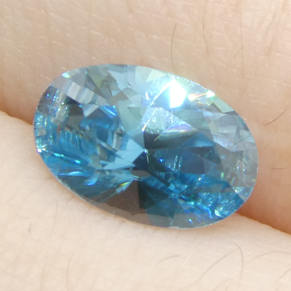 2.16ct Natural Earth Mined Oval Master Brilliant Cut Blue Zircon from Cambodia - Skyjems Wholesale Gemstones