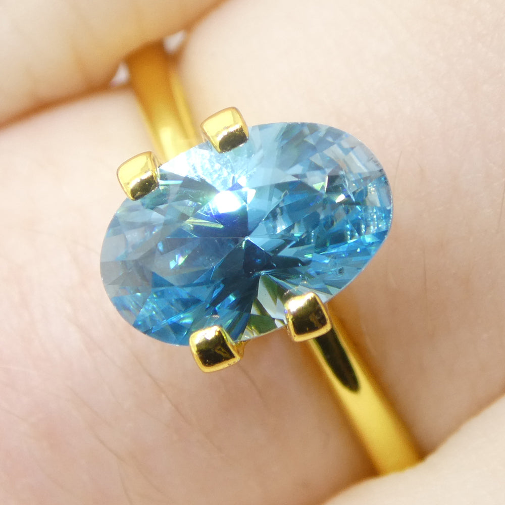 2.16ct Natural Earth Mined Oval Master Brilliant Cut Blue Zircon from Cambodia - Skyjems Wholesale Gemstones