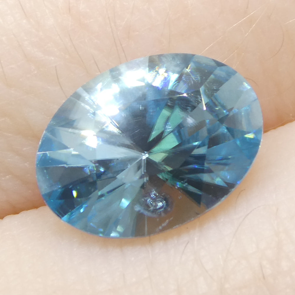 3.15ct Natural Earth Mined Oval Master Brilliant Cut Blue Zircon from Cambodia - Skyjems Wholesale Gemstones