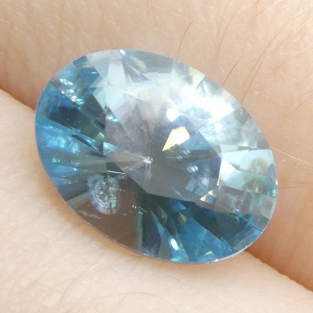 3.15ct Natural Earth Mined Oval Master Brilliant Cut Blue Zircon from Cambodia - Skyjems Wholesale Gemstones