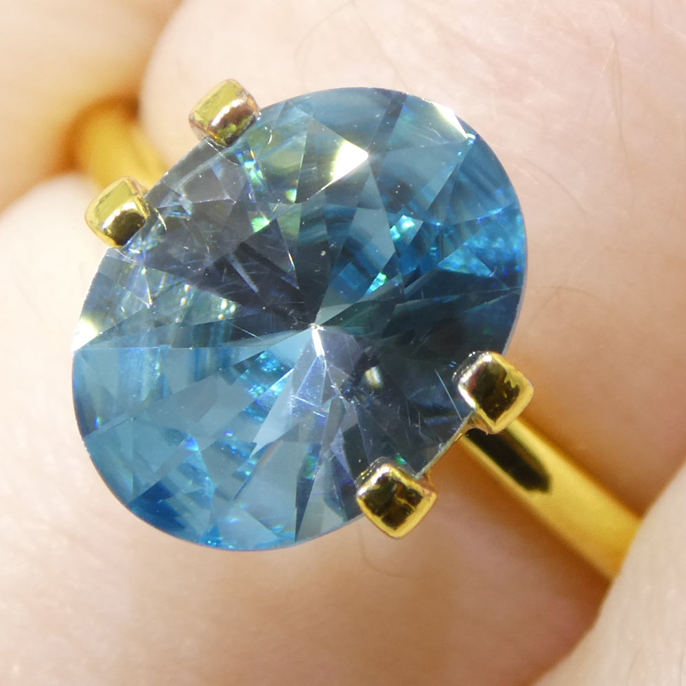 3.16ct Natural Earth Mined Oval Master Brilliant Cut Blue Zircon from Cambodia - Skyjems Wholesale Gemstones