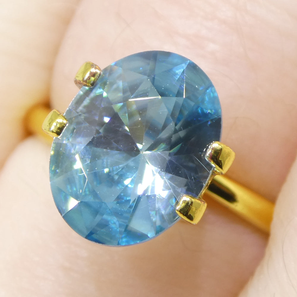 3.16ct Natural Earth Mined Oval Master Brilliant Cut Blue Zircon from Cambodia - Skyjems Wholesale Gemstones