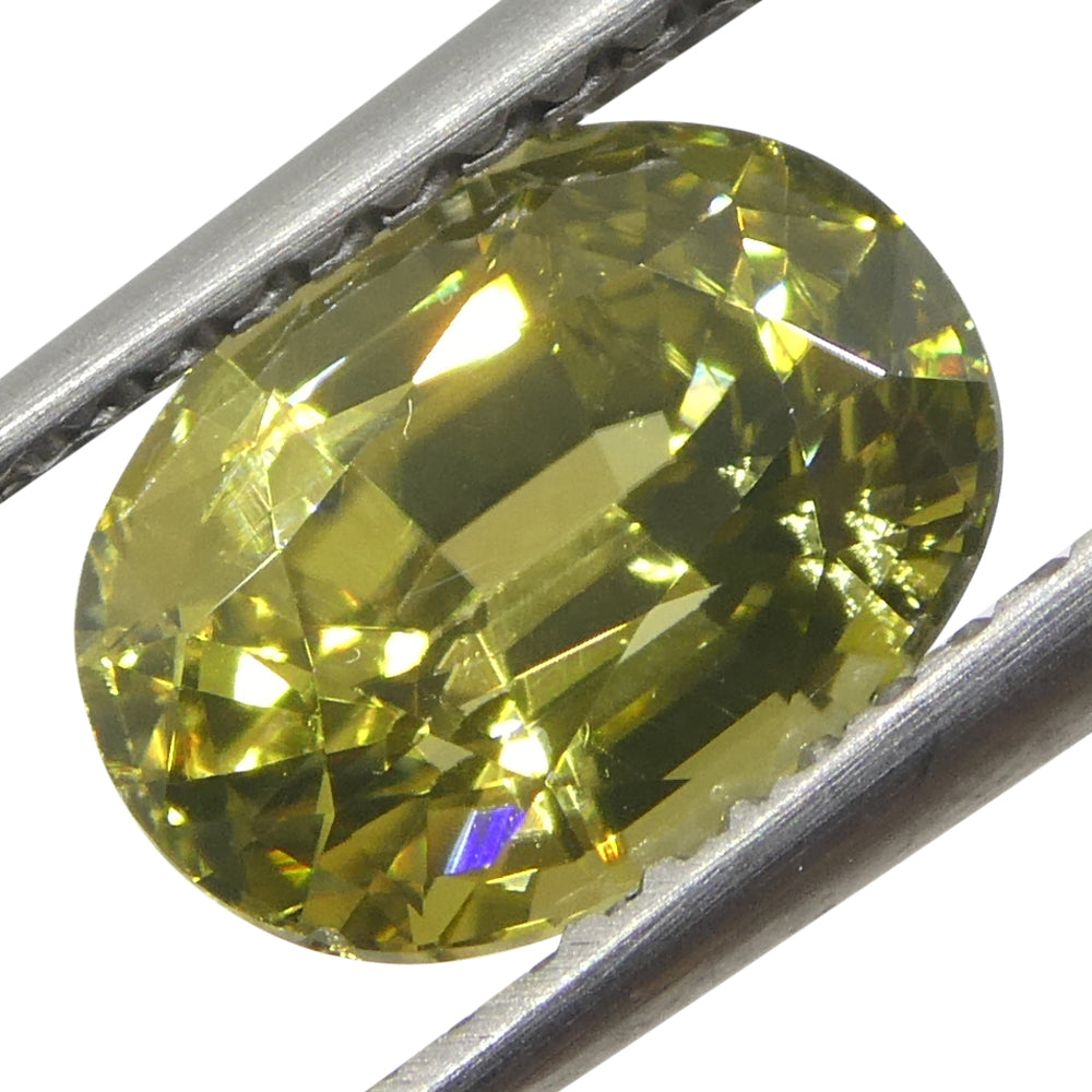 2.49ct Natural Earth Mined Oval Master Brilliant Cut Greenish Yellow Zircon from Sri Lanka - Skyjems Wholesale Gemstones