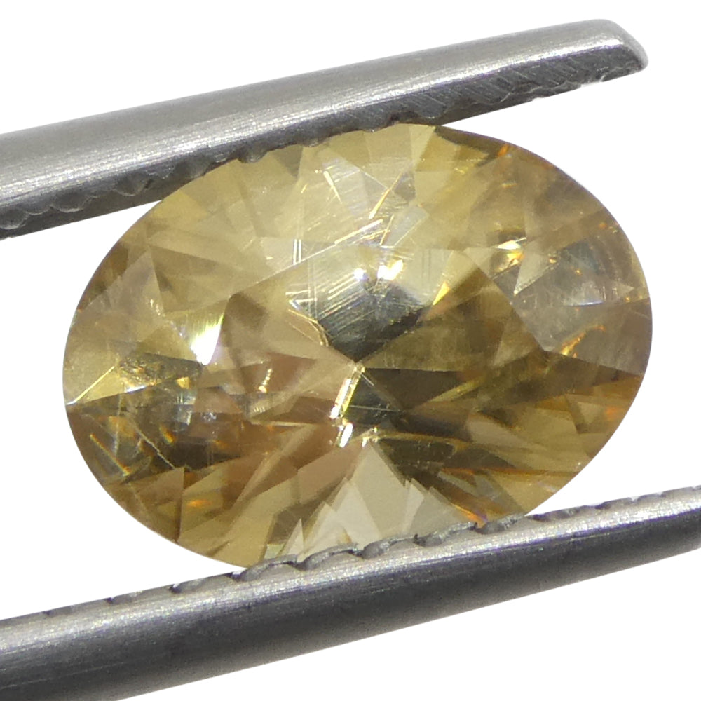1.7ct Natural Earth Mined Oval Master Brilliant Cut Yellow Zircon from Sri Lanka - Skyjems Wholesale Gemstones