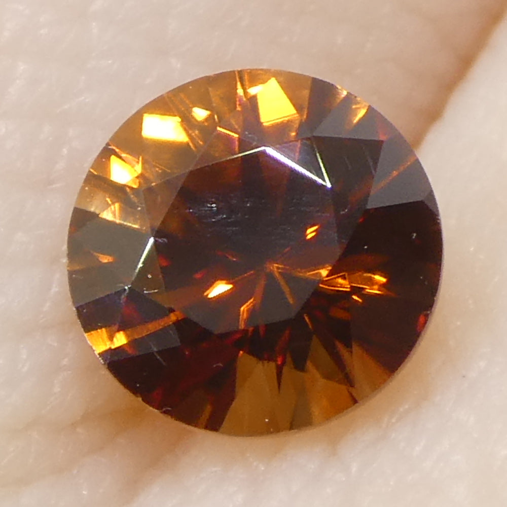 0.8ct Natural Earth Mined Round Master Brilliant Cut Orange Zircon from Sri Lanka - Skyjems Wholesale Gemstones