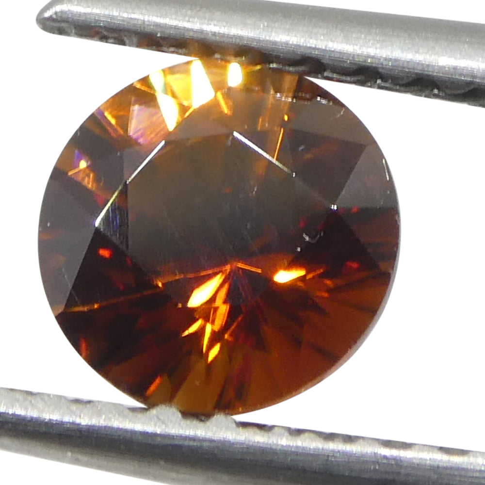 0.8ct Natural Earth Mined Round Master Brilliant Cut Orange Zircon from Sri Lanka - Skyjems Wholesale Gemstones