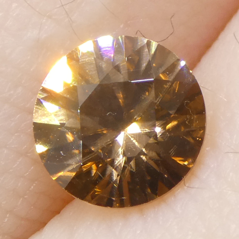 1.4ct Natural Earth Mined Round Master Brilliant Cut Orange-Yellow Zircon from Sri Lanka - Skyjems Wholesale Gemstones