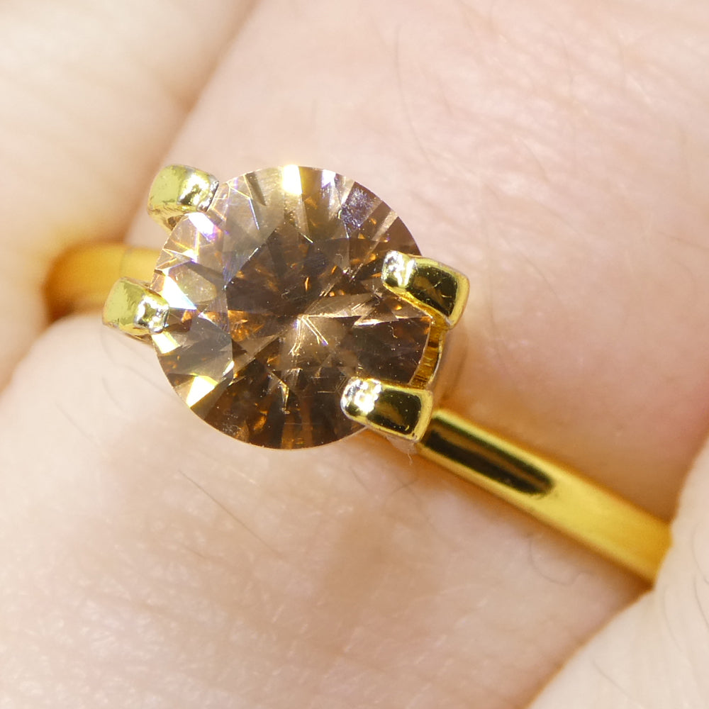 1.4ct Natural Earth Mined Round Master Brilliant Cut Orange-Yellow Zircon from Sri Lanka - Skyjems Wholesale Gemstones