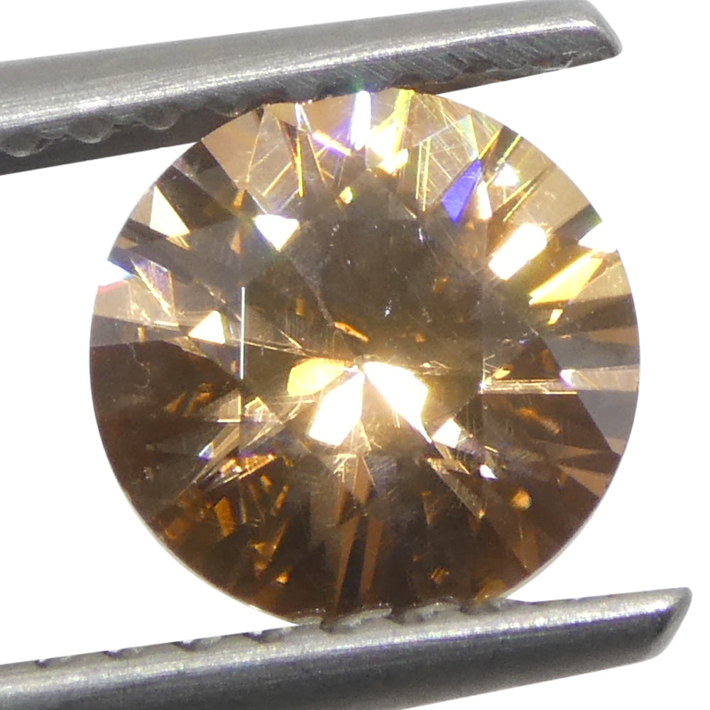 1.4ct Natural Earth Mined Round Master Brilliant Cut Orange-Yellow Zircon from Sri Lanka - Skyjems Wholesale Gemstones