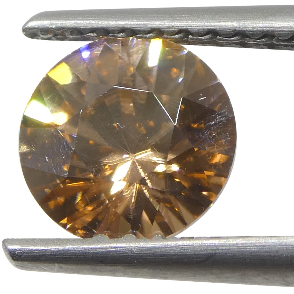 1.4ct Natural Earth Mined Round Master Brilliant Cut Orange-Yellow Zircon from Sri Lanka - Skyjems Wholesale Gemstones