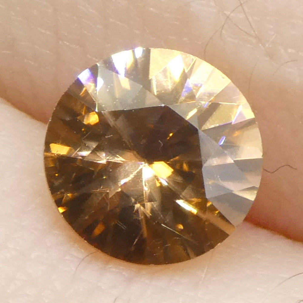 1.4ct Natural Earth Mined Round Master Brilliant Cut Orange-Yellow Zircon from Sri Lanka - Skyjems Wholesale Gemstones