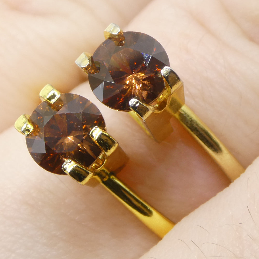 2.16ct Pair (2) Natural Earth Mined Round Master Brilliant Cut Orange Zircon from Sri Lanka - Skyjems Wholesale Gemstones