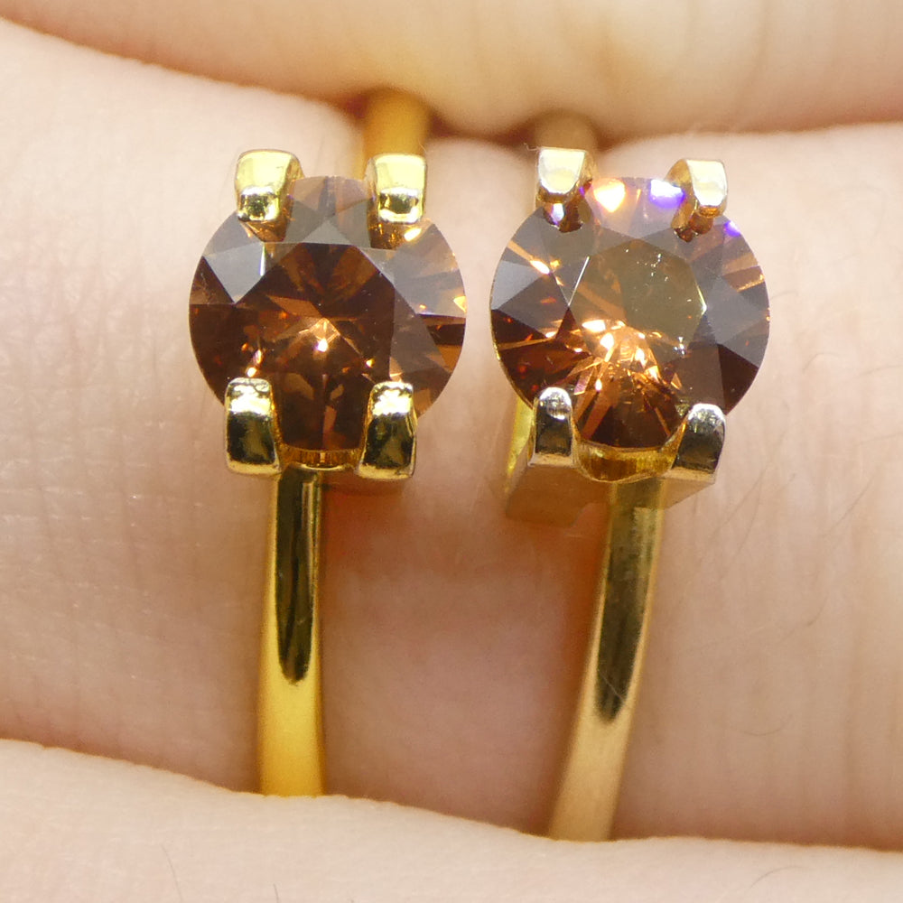 2.16ct Pair (2) Natural Earth Mined Round Master Brilliant Cut Orange Zircon from Sri Lanka - Skyjems Wholesale Gemstones