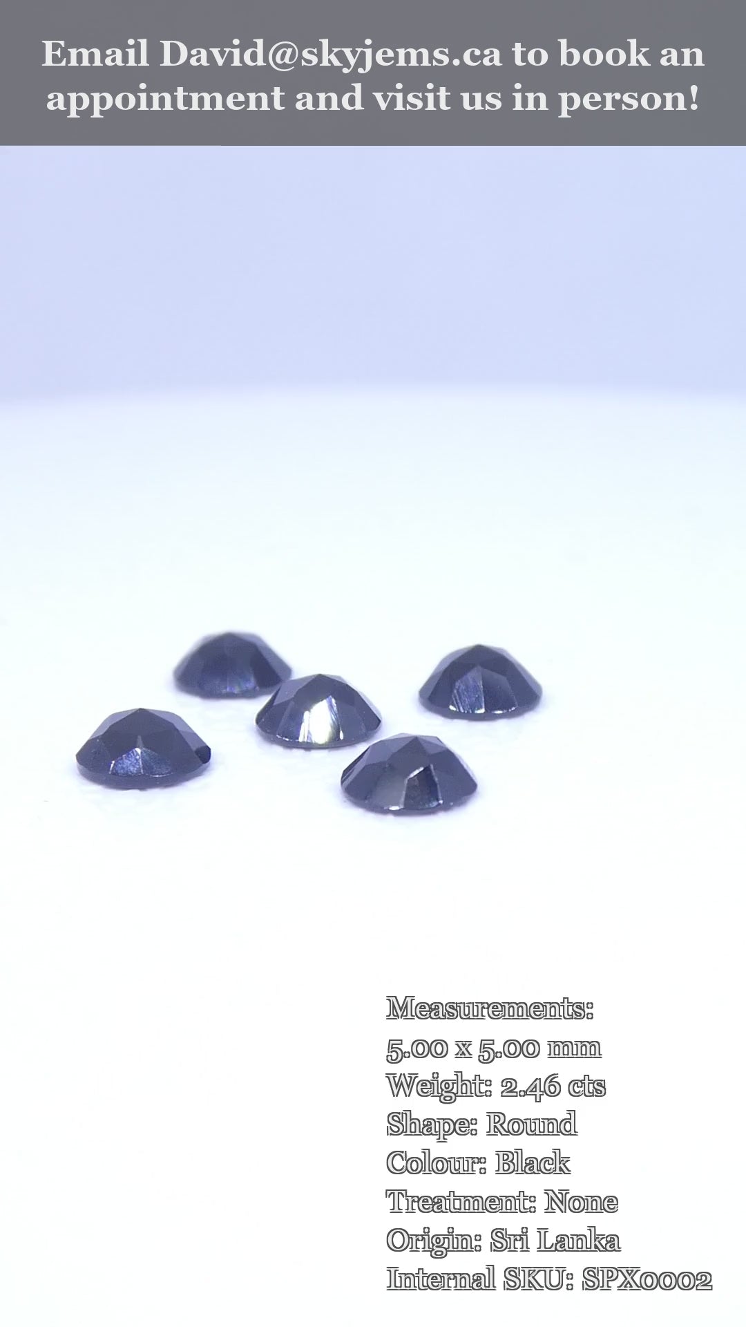 2.46ct 5 Stones - 5mm Rose Cut Round Black Spinel from Sri Lanka — product video