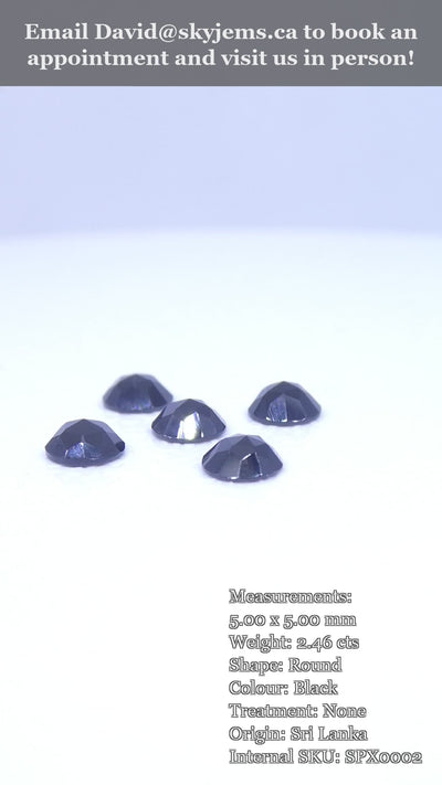 2.46ct 5 Stones - 5mm Rose Cut Round Black Spinel from Sri Lanka — product video