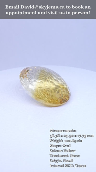 100.69ct Oval Yellow Honeycomb Starburst Citrine — product video