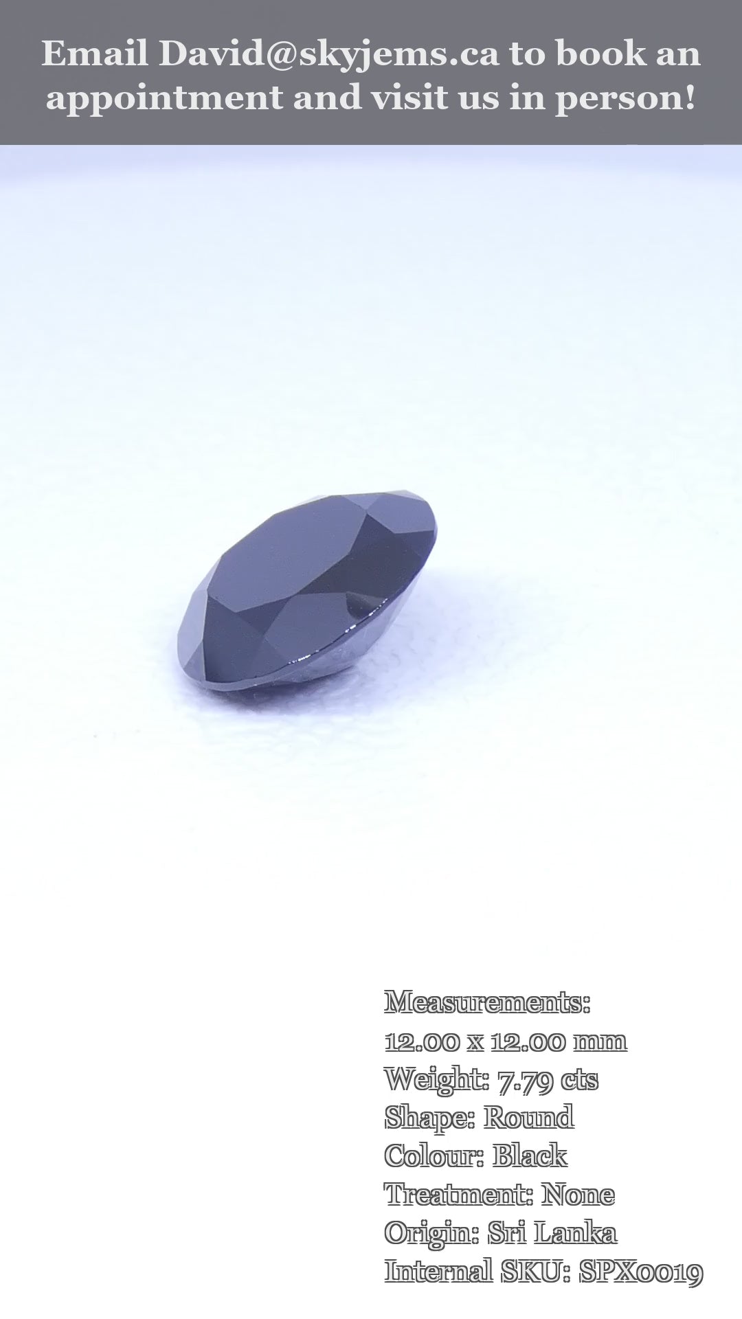 7.79ct - 12mm Brilliant Cut Round Black Spinel from Sri Lanka — product video