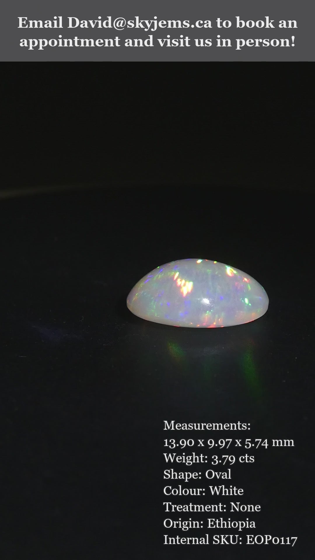3.79ct Oval Cabochon White Welo Opal from Ethiopia — product video