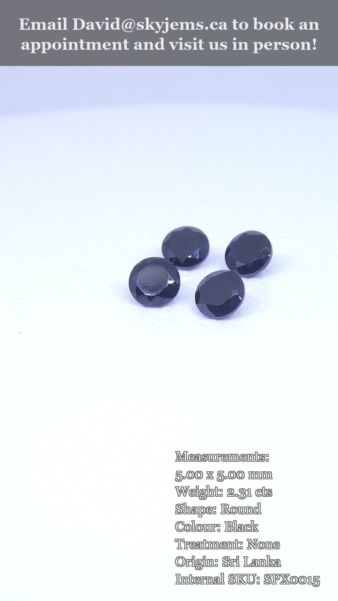2.31ct 4 Stones - 5mm Brilliant Cut Round Black Spinel from Sri Lanka — product video