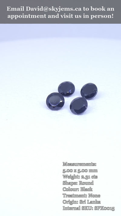 2.31ct 4 Stones - 5mm Brilliant Cut Round Black Spinel from Sri Lanka — product video