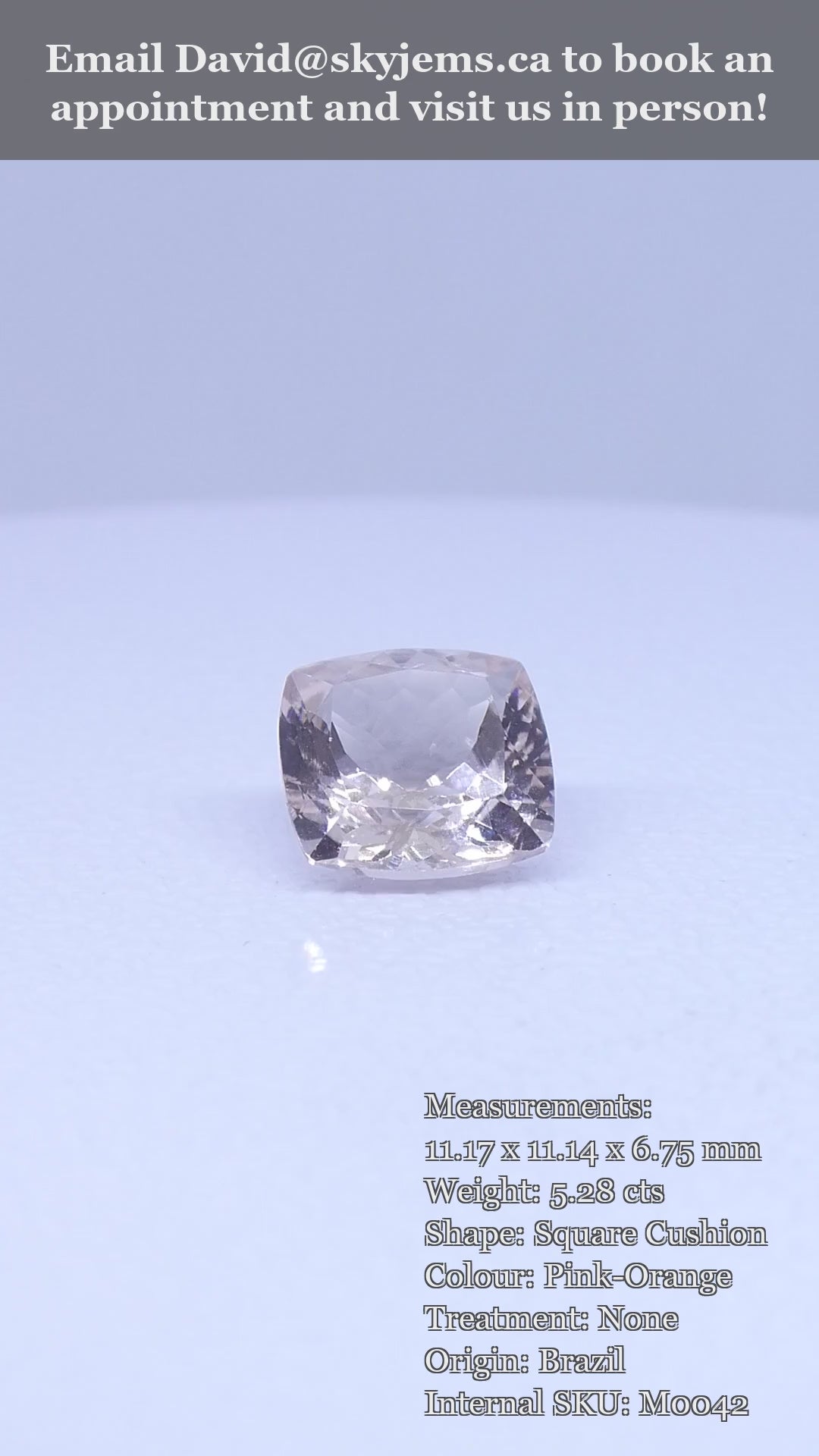 5.28ct Square Cushion Peach Pink-Orange Morganite — product video