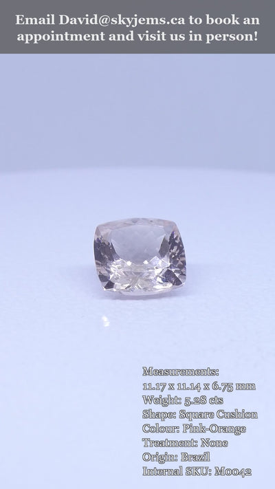 5.28ct Square Cushion Peach Pink-Orange Morganite — product video
