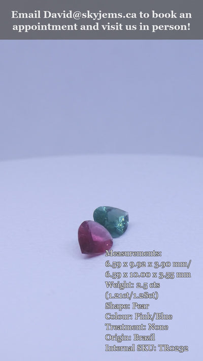 2.5ct Pair Pear Pink/Blue Tourmaline — product video