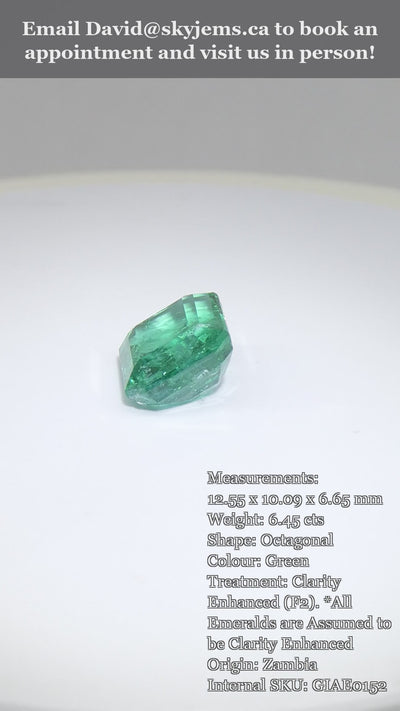 6.45ct Octagonal/Emerald Cut Green Emerald GIA Certified Zambia (F2) — product video