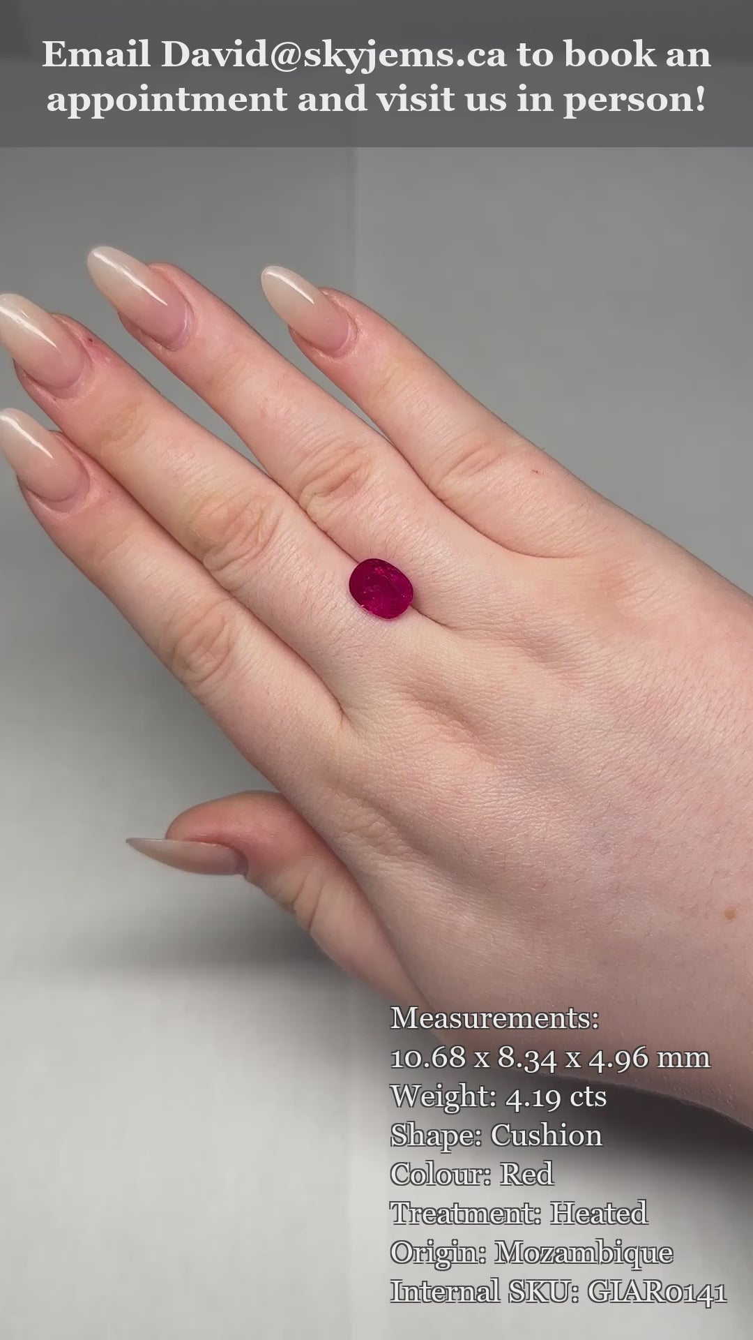 4.19ct Cushion Vivid Red Ruby GIA Certified Mozambique