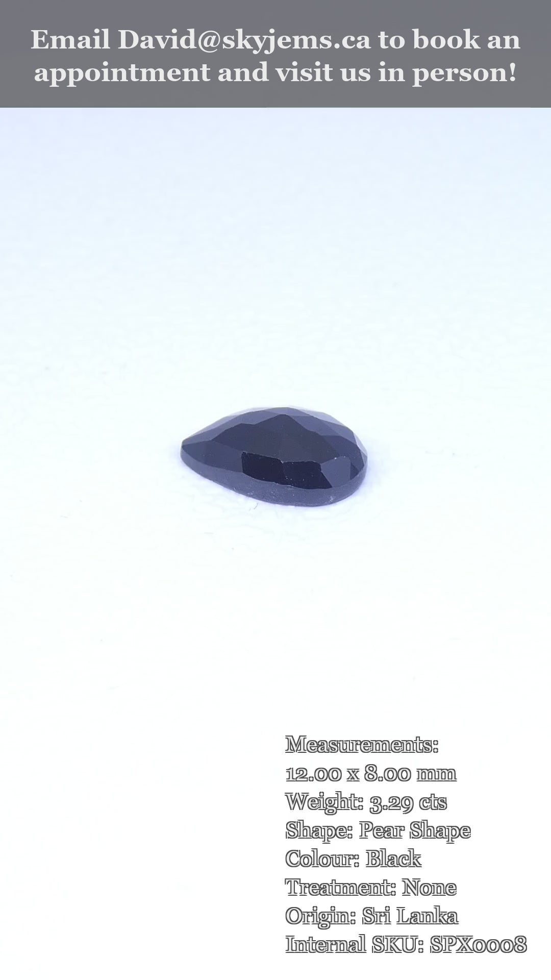 3.29ct Rose Cut 12x8mm Pear Shape Black Spinel from Sri Lanka — product video