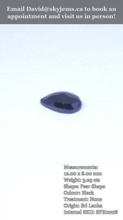 3.29ct Rose Cut 12x8mm Pear Shape Black Spinel from Sri Lanka — product video