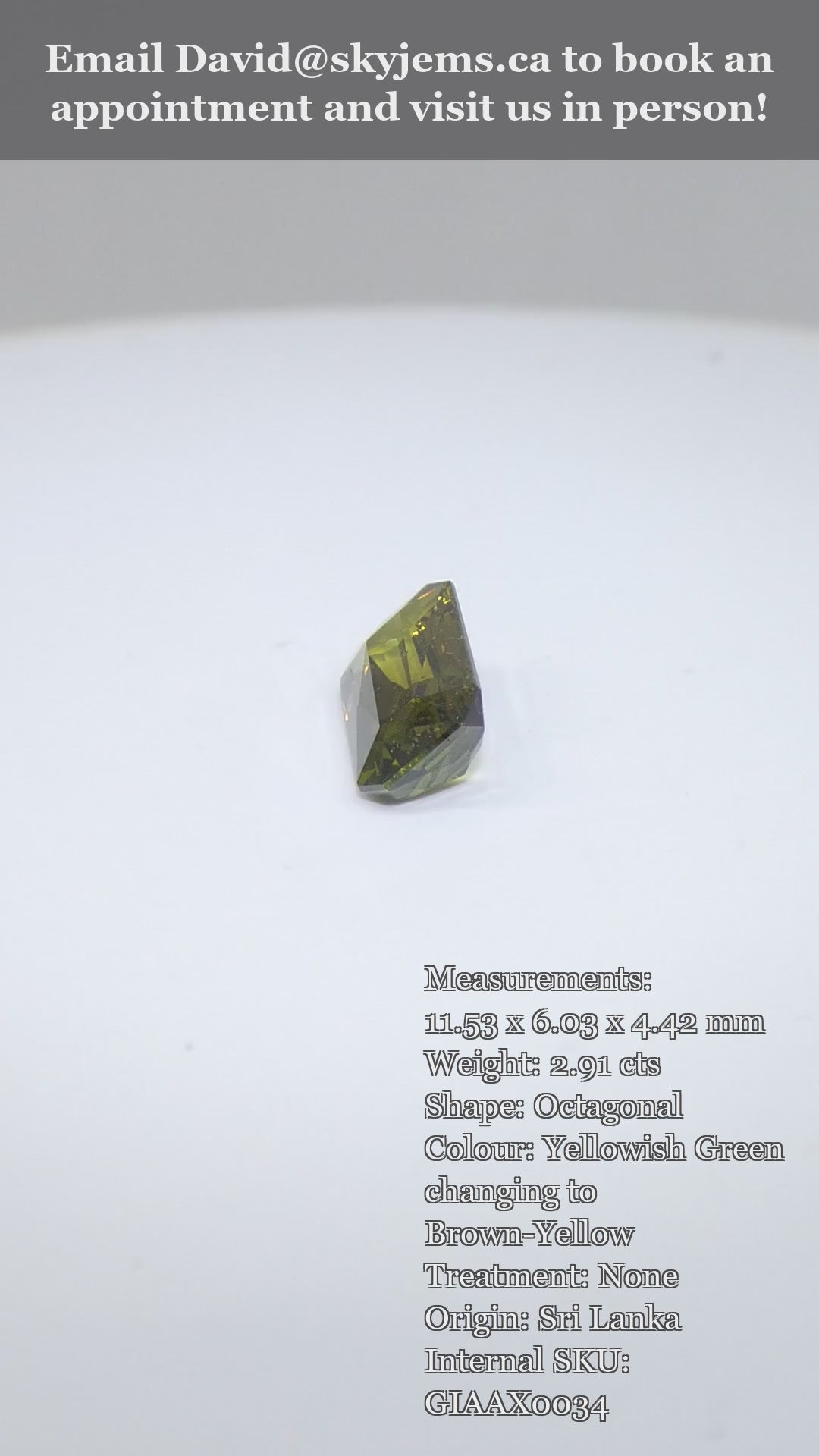 2.91ct Octagonal/Emerald Cut Yellowish Green to Brown-Yellow Alexandrite GIA Certified  Unheated — product video