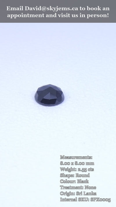 2.55ct Rose Cut 8mm Round Black Spinel from Sri Lanka — product video