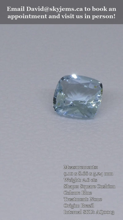 2.6ct Square Cushion Blue Aquamarine from Brazil — product video