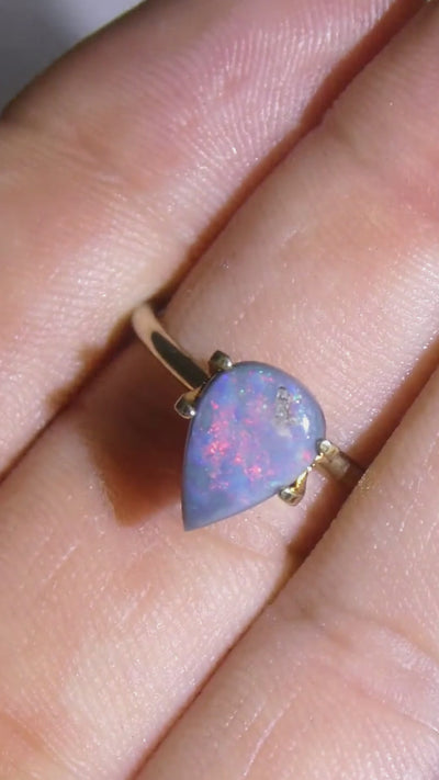 1.35ct Pear Cabochon Grey Opal from Australia — product video