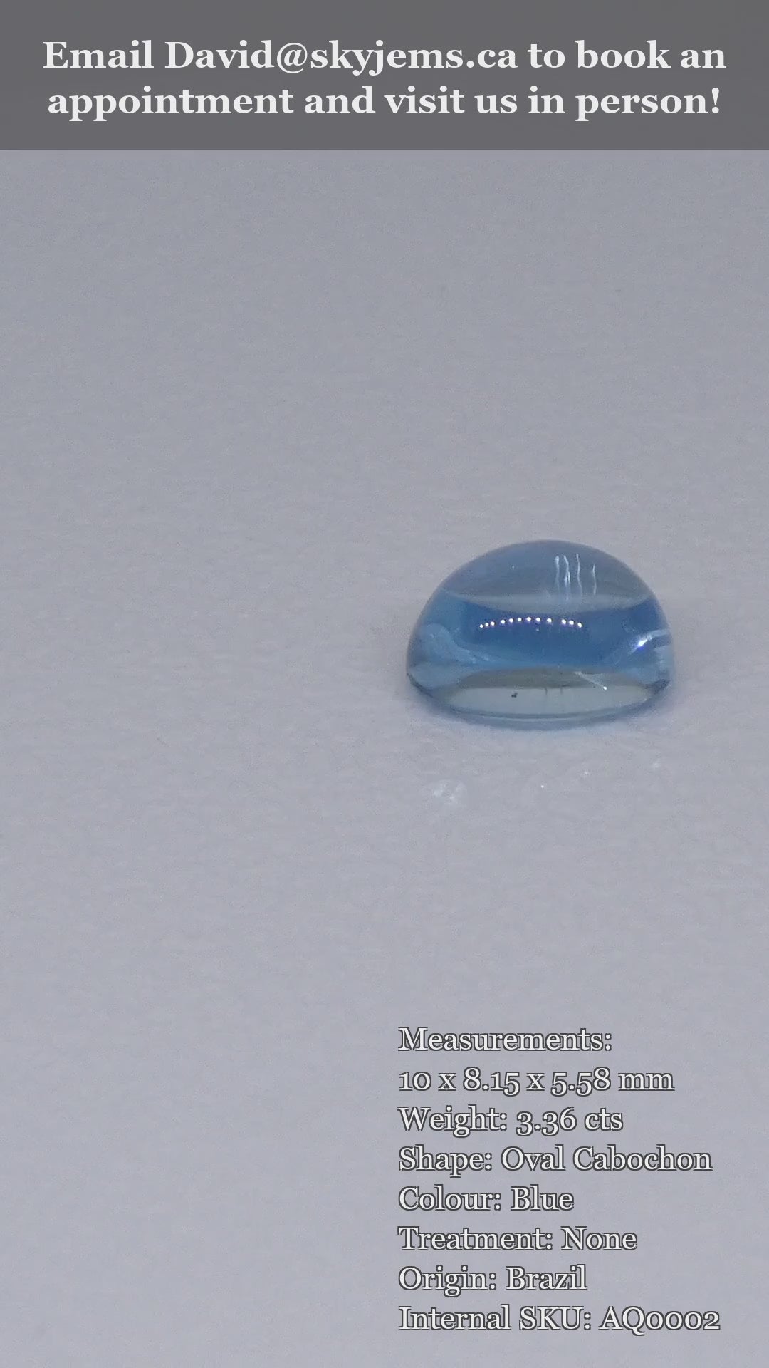 3.36ct Oval Cabochon Blue Aquamarine from Brazil — product video