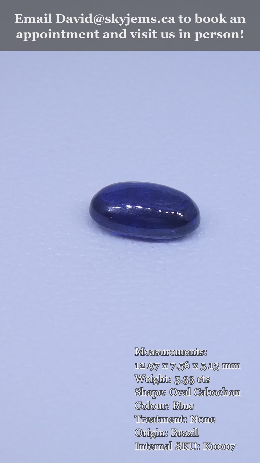 5.33ct Oval Cabochon Blue Kyanite — product video