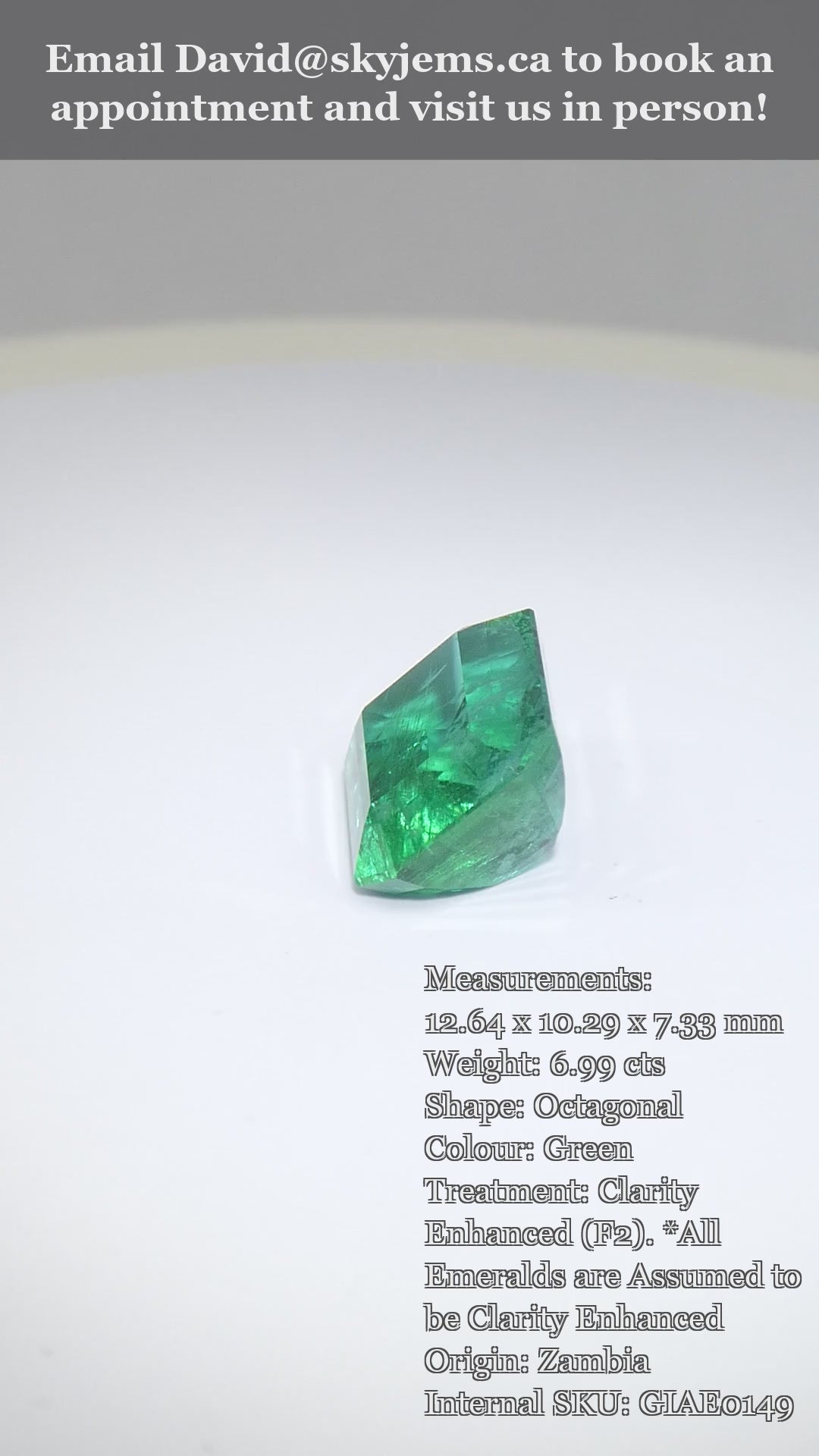 6.99ct Octagonal/Emerald Cut Green Emerald GIA Certified Zambia (F2) — product video