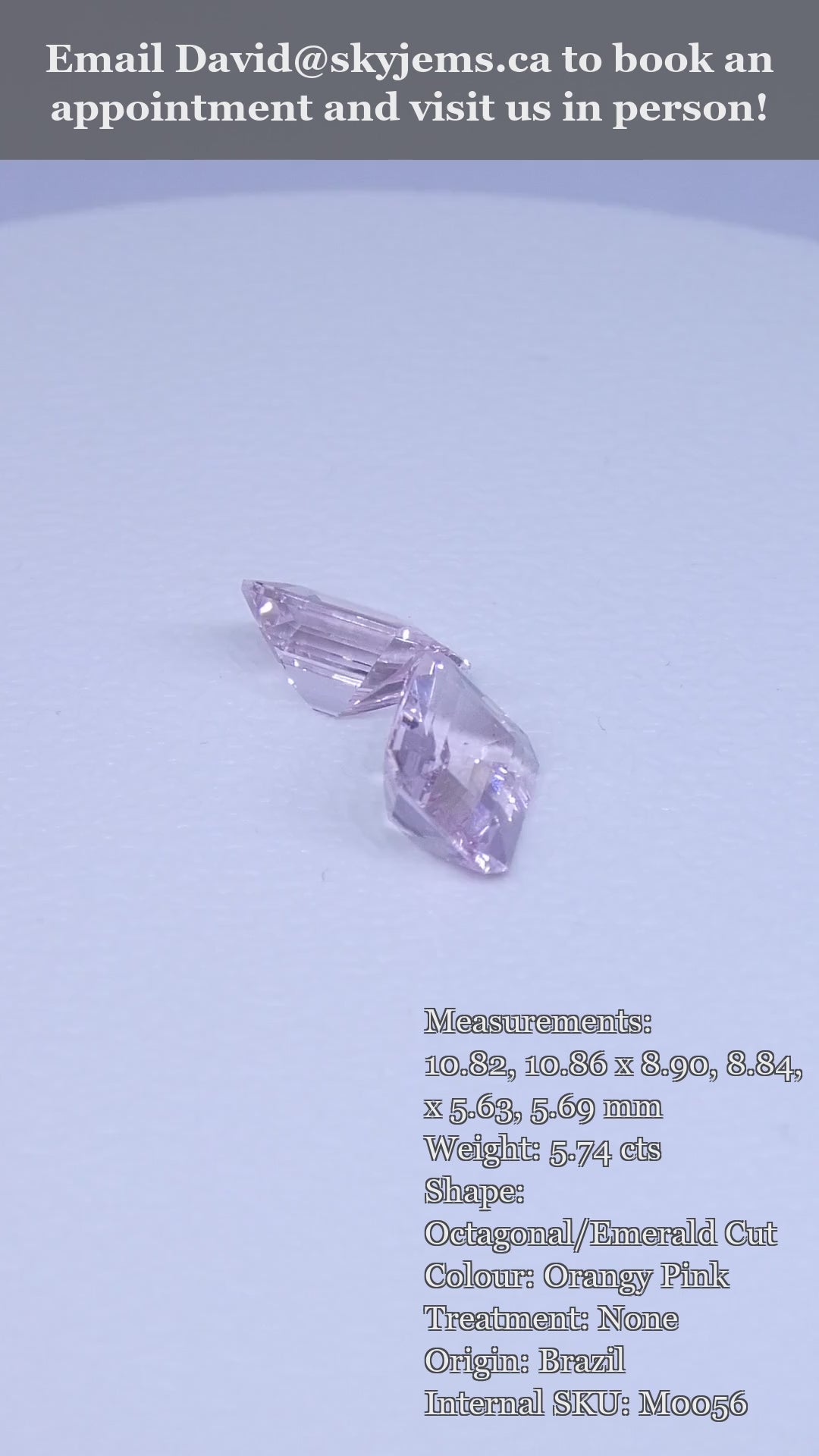 5.74ct Pair (2) Octagonal/Emerald Cut Orangy Pink Morganite — product video